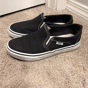 Vans Black Canvas Slip-On Loafers